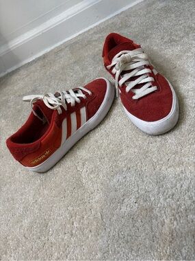 ADIDAS MATCHBREAK Red Suede Low-Top Sneakers